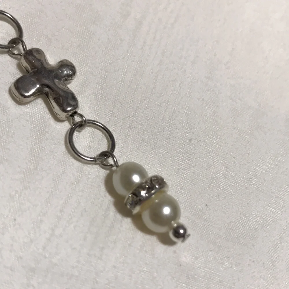 Metal Shepherds Hook Bookmark w/Chain, Glass Beads & Rondels, & Metal Cross Bead